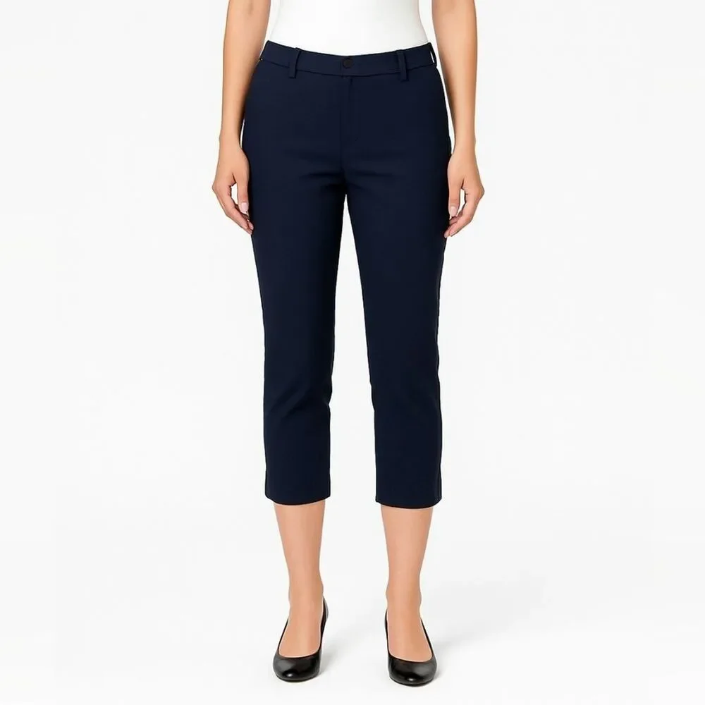 Banana Republic Womens Navy Sloan Capri Size 00P Petite Office Career Workwear